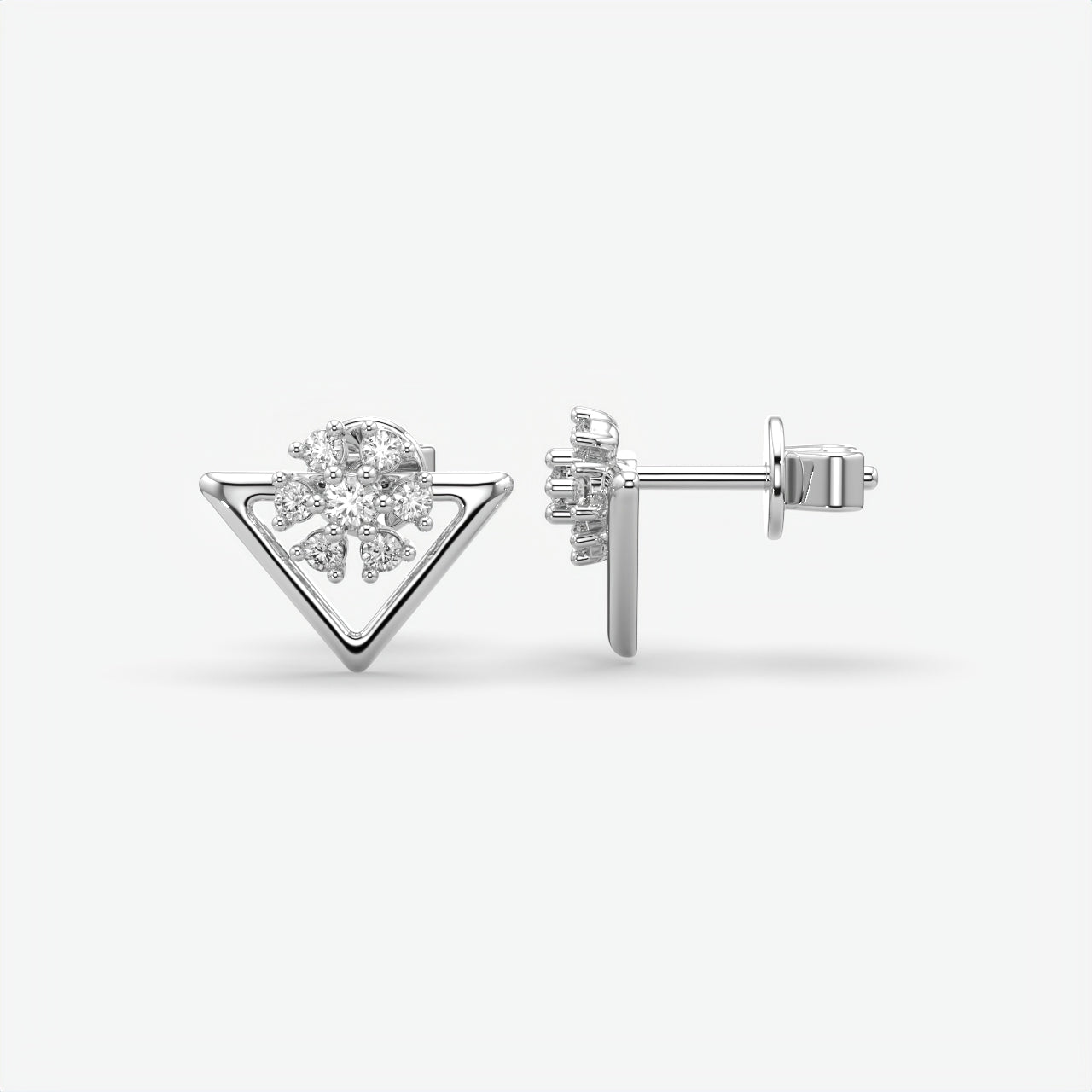 Silver Floral Stud Earrings for Women
