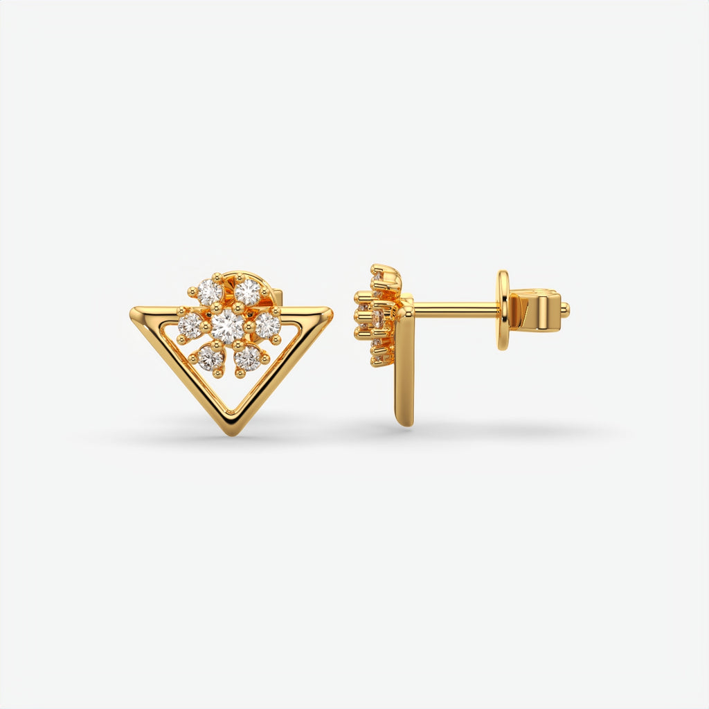 Silver Floral Stud Earrings for Women