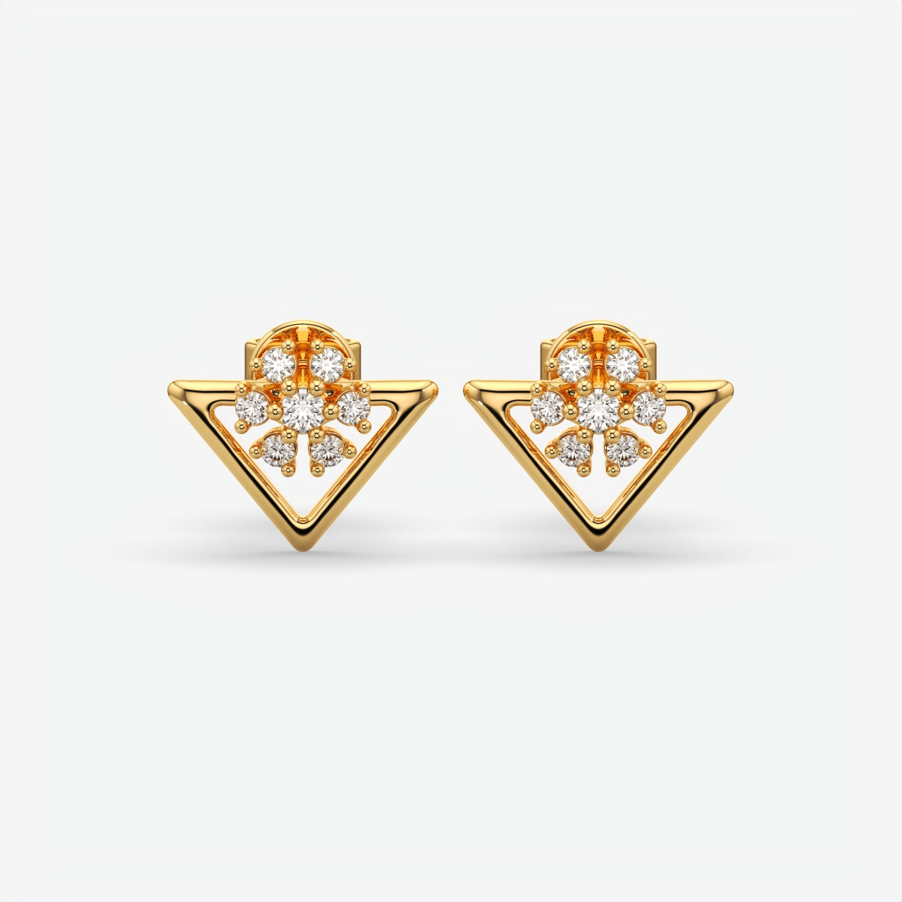 Silver Floral Stud Earrings for Women
