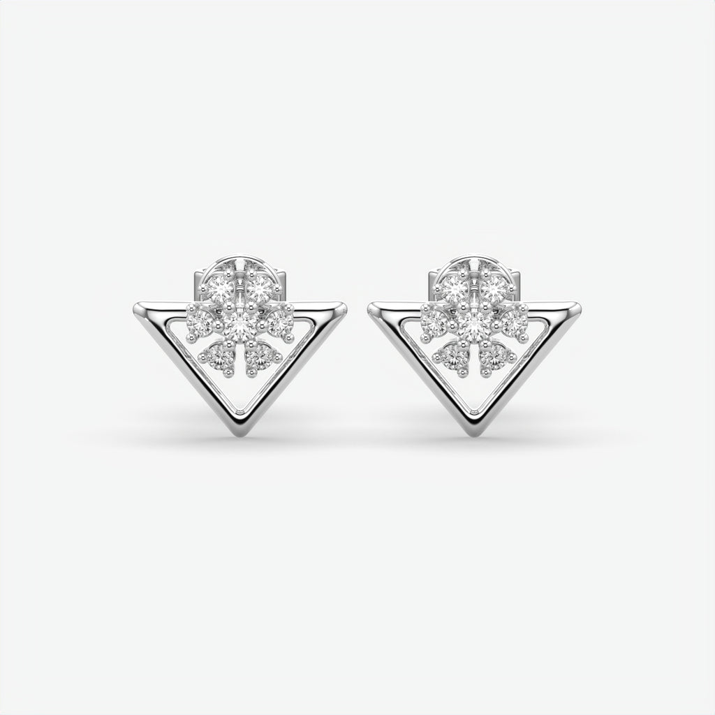 Silver Floral Stud Earrings for Women