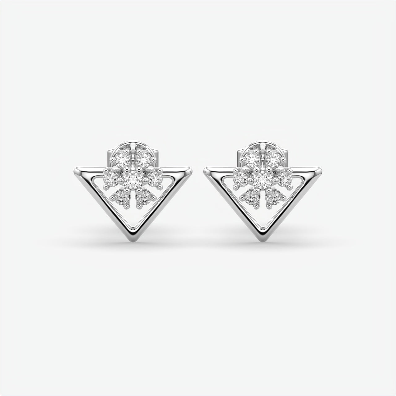 Silver Floral Stud Earrings for Women