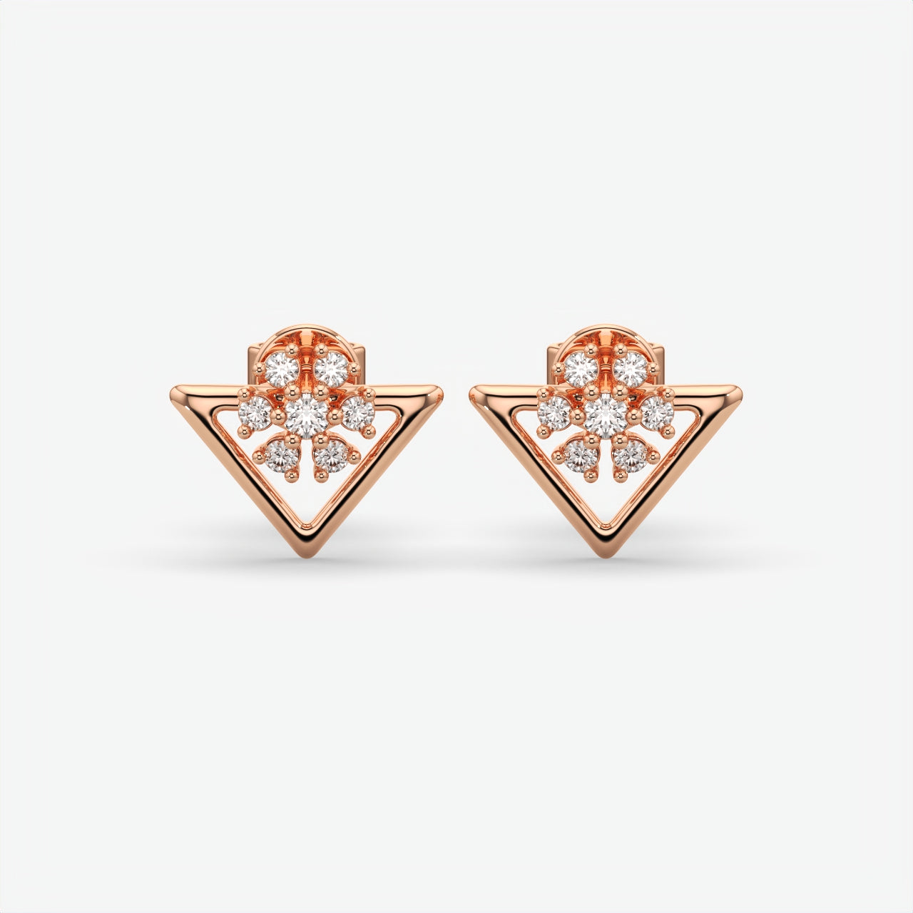 Silver Floral Stud Earrings for Women