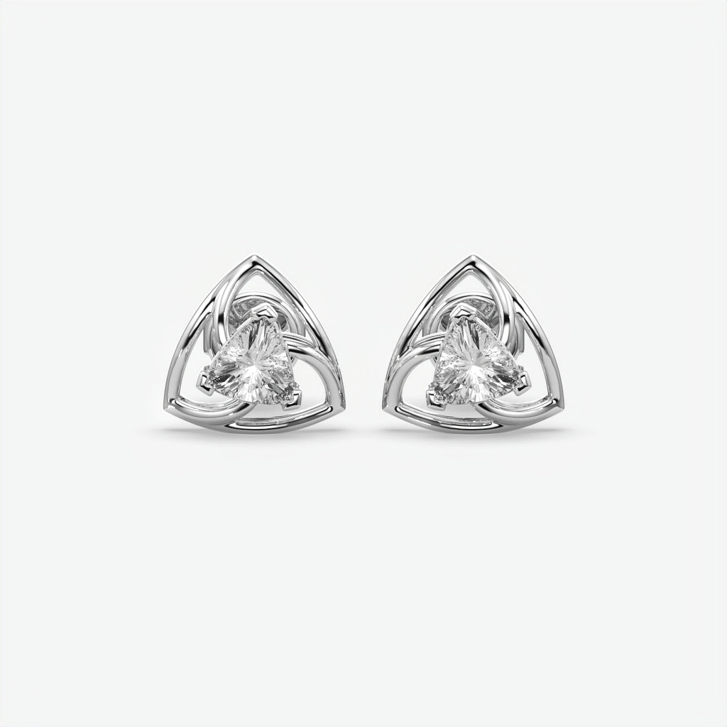 Silver Trillion Moissanite Stud Earrings for Women