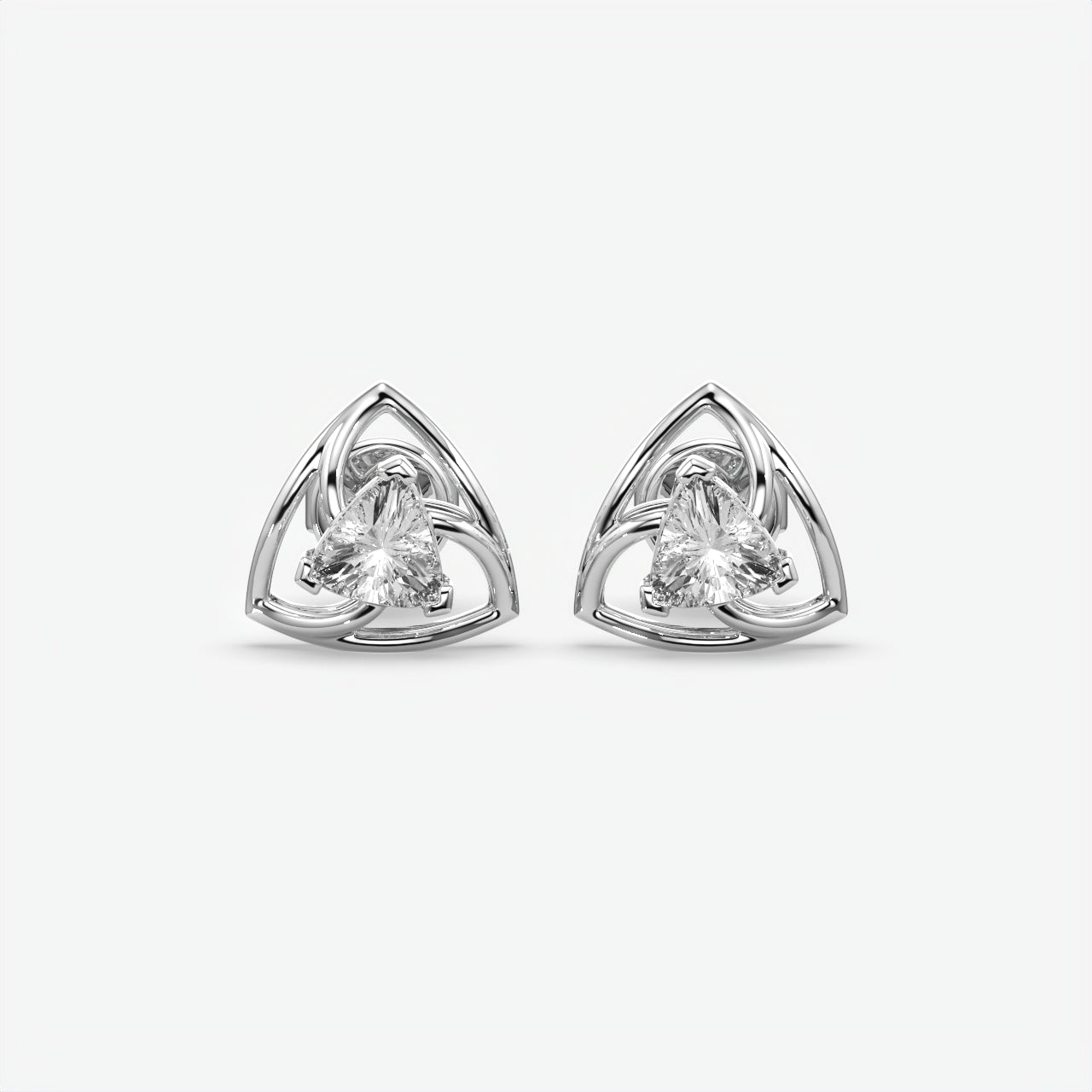 Silver Trillion Moissanite Stud Earrings for Women
