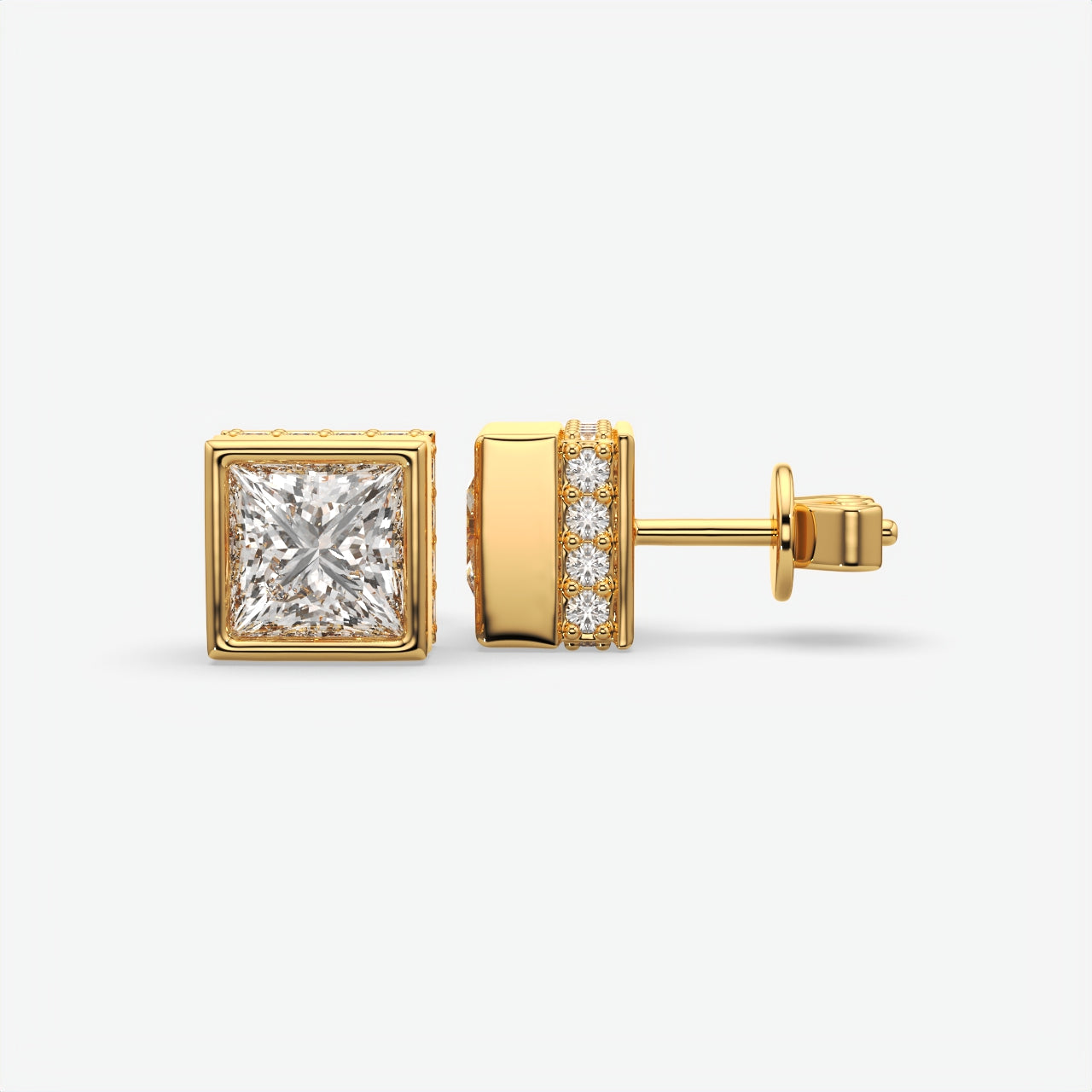 Men’s Square Moissanite Stud Earrings