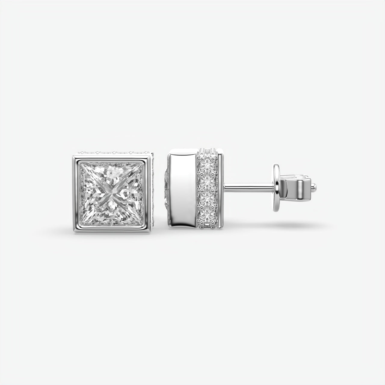 Men’s Square Moissanite Stud Earrings