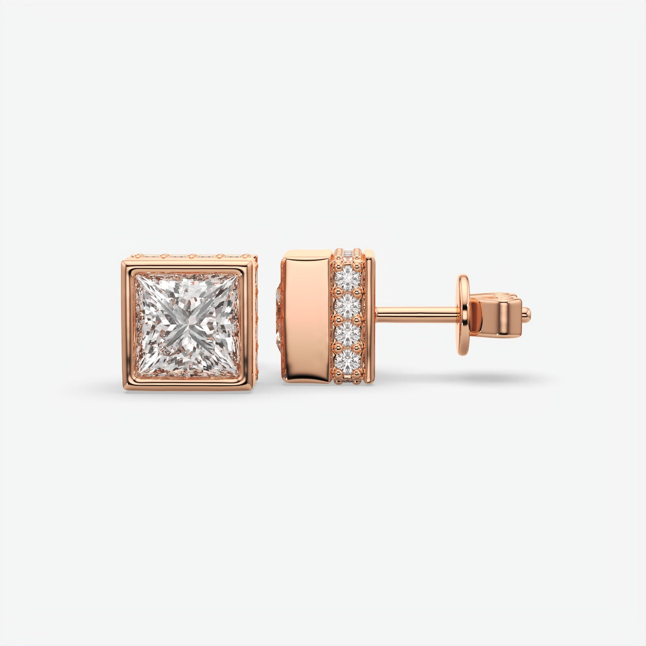Men’s Square Moissanite Stud Earrings