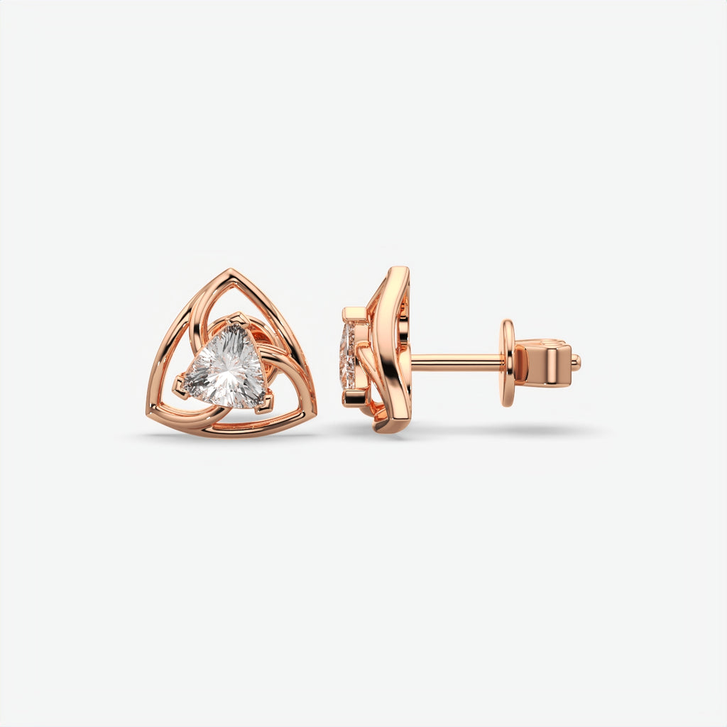 Silver Trillion Moissanite Stud Earrings for Women