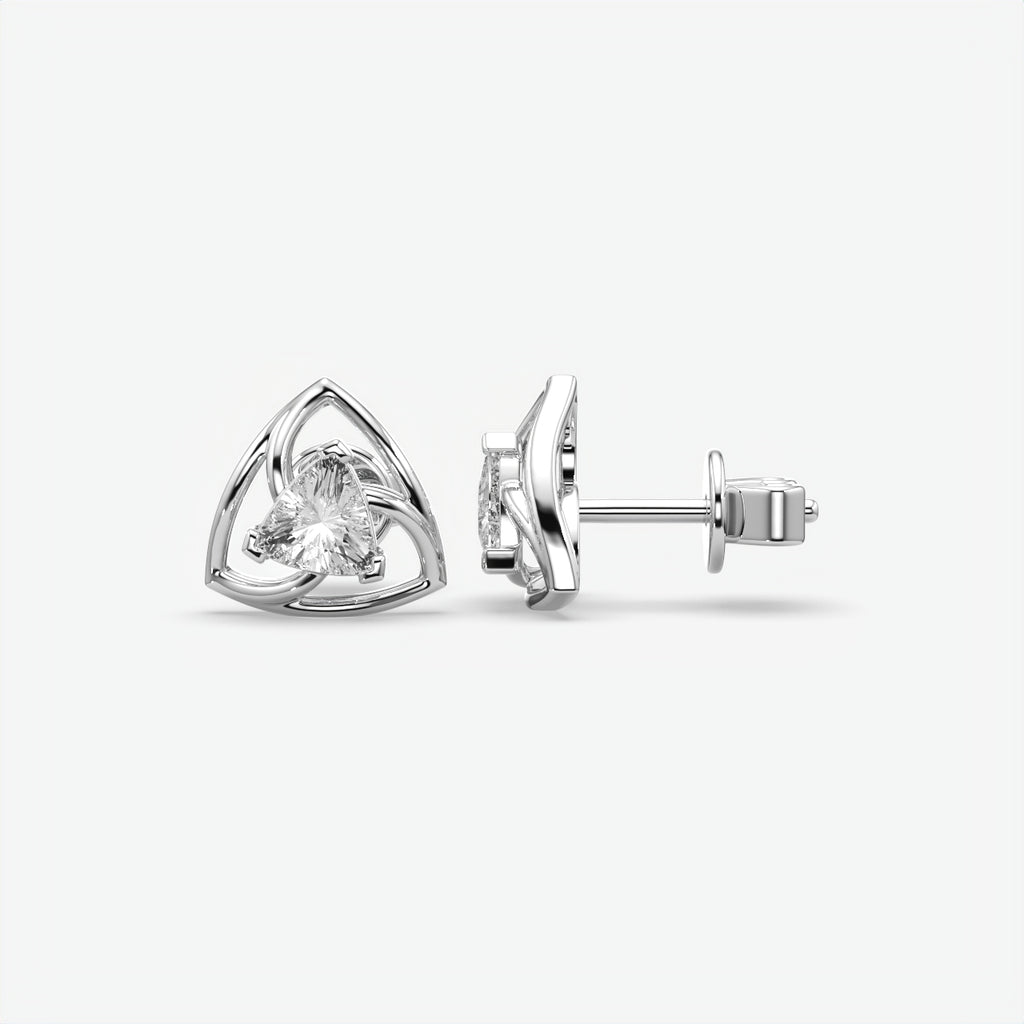 Silver Trillion Moissanite Stud Earrings for Women