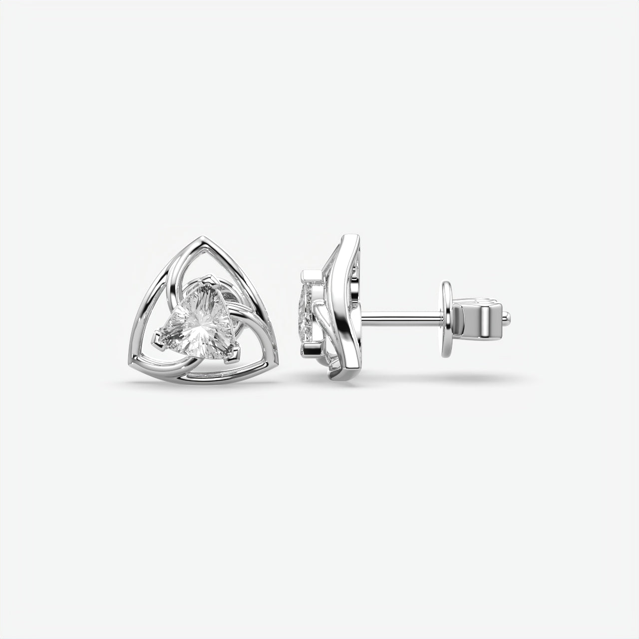 Silver Trillion Moissanite Stud Earrings for Women