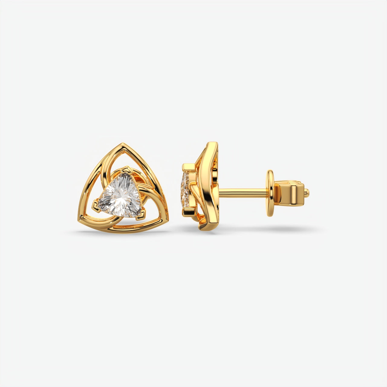 Silver Trillion Moissanite Stud Earrings for Women