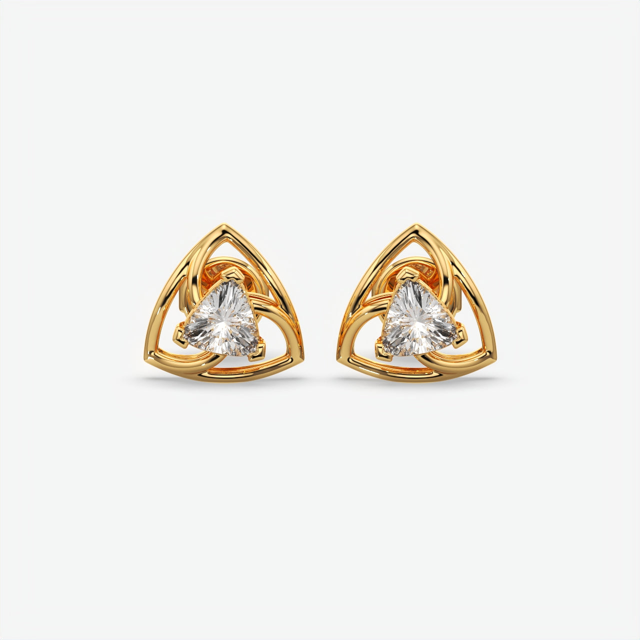 Silver Trillion Moissanite Stud Earrings for Women