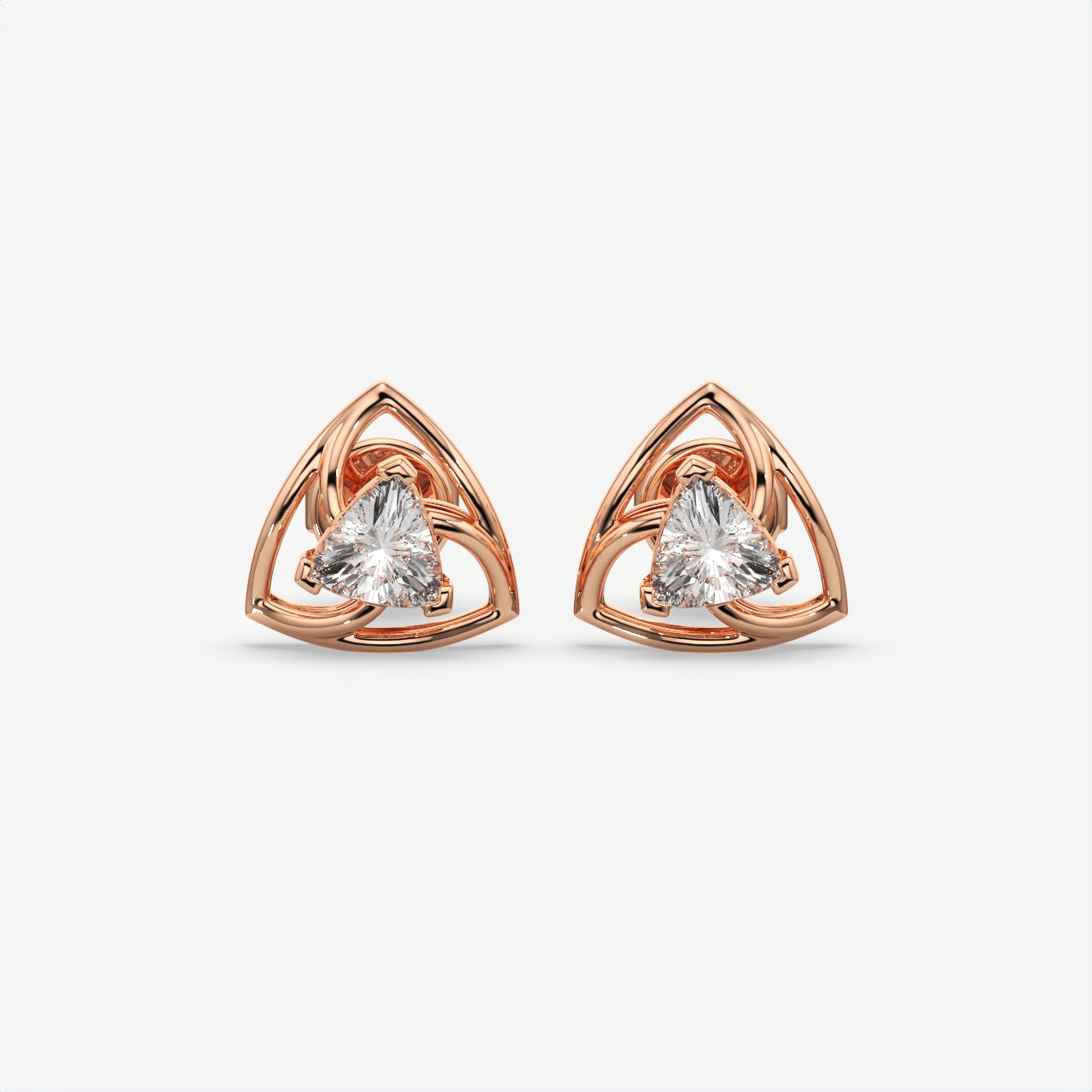 Silver Trillion Moissanite Stud Earrings for Women