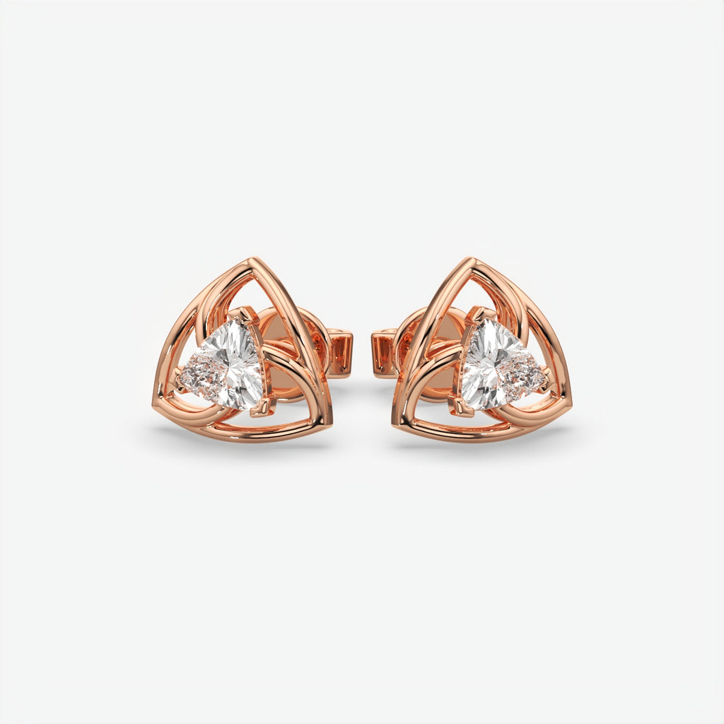 Silver Trillion Moissanite Stud Earrings for Women