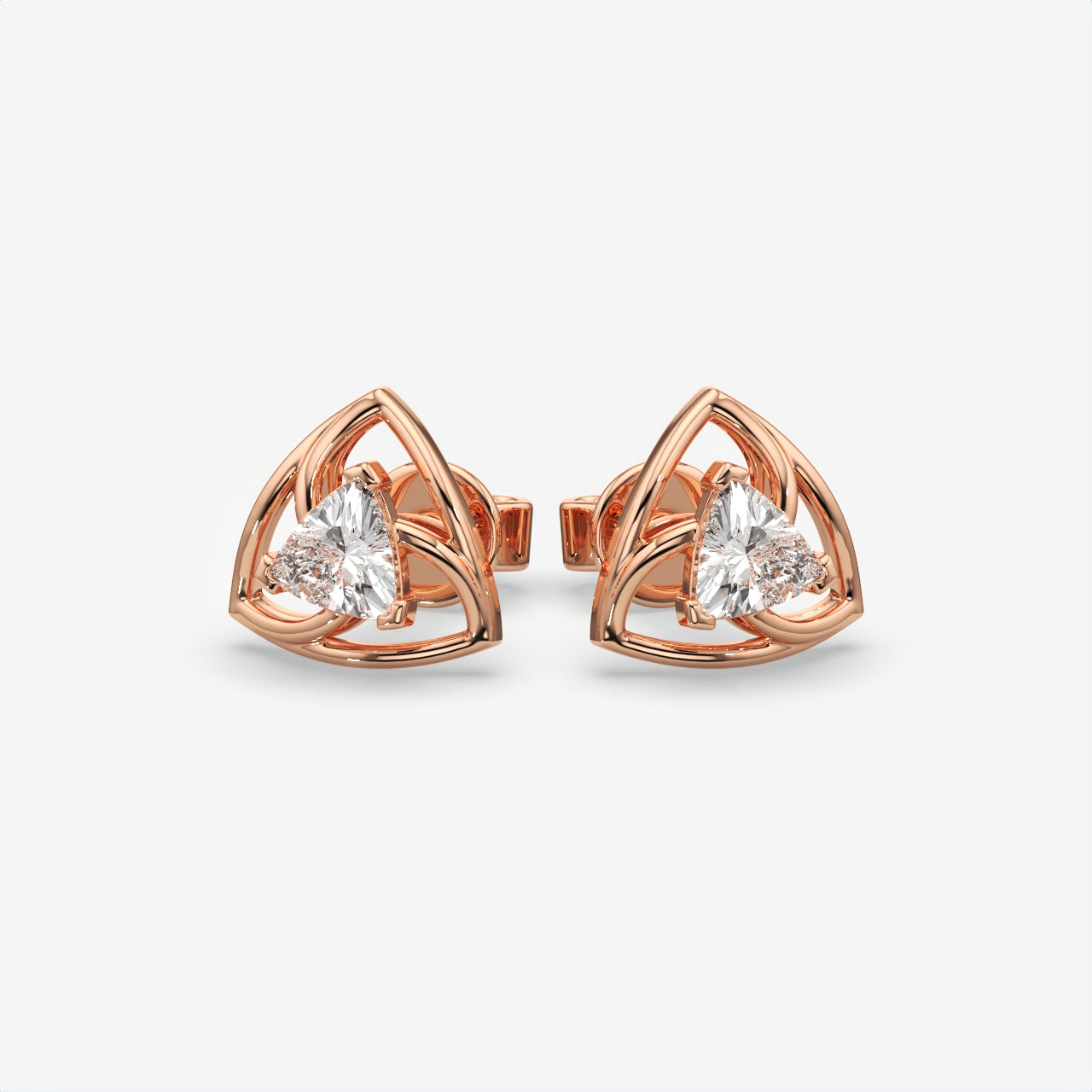 Silver Trillion Moissanite Stud Earrings for Women