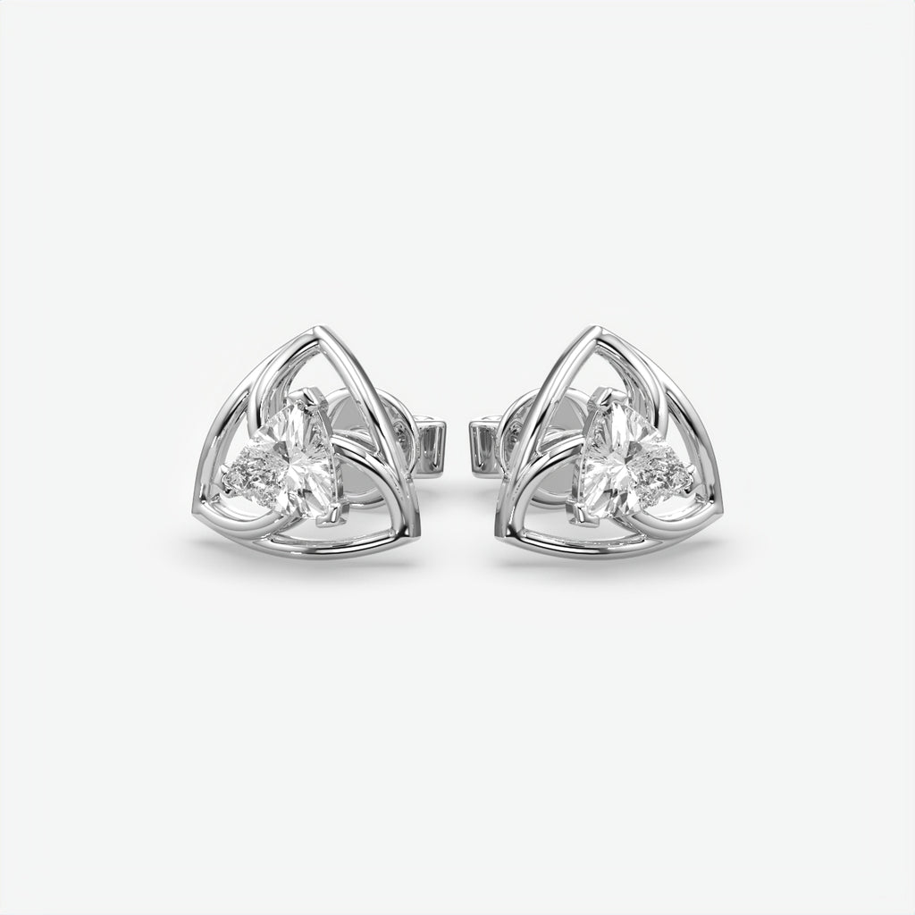 Silver Trillion Moissanite Stud Earrings for Women
