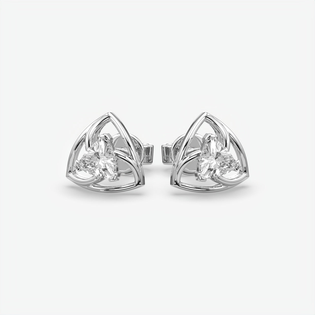 Silver Trillion Moissanite Stud Earrings for Women