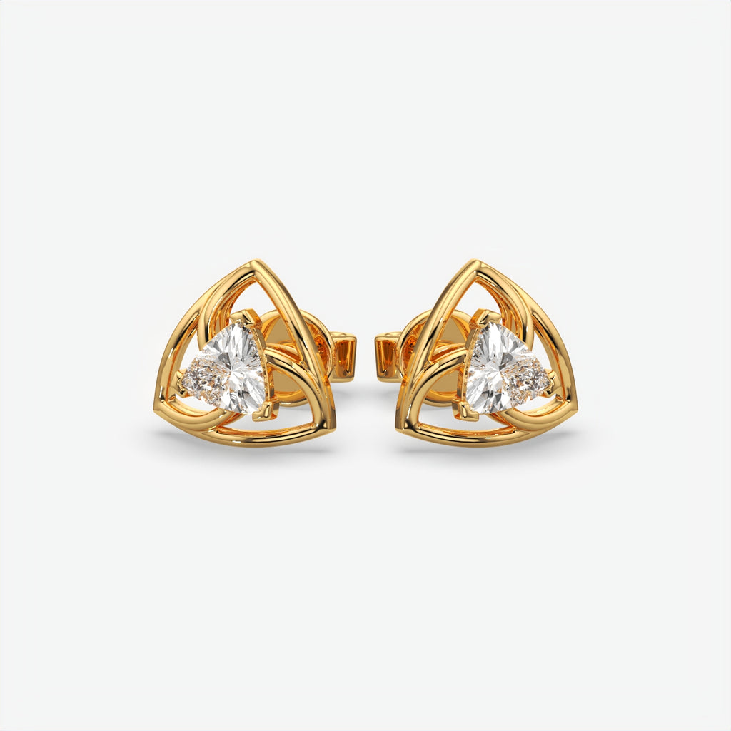 Silver Trillion Moissanite Stud Earrings for Women