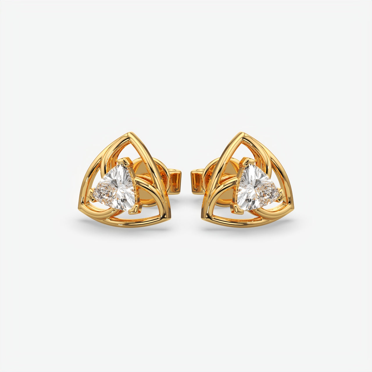 Silver Trillion Moissanite Stud Earrings for Women