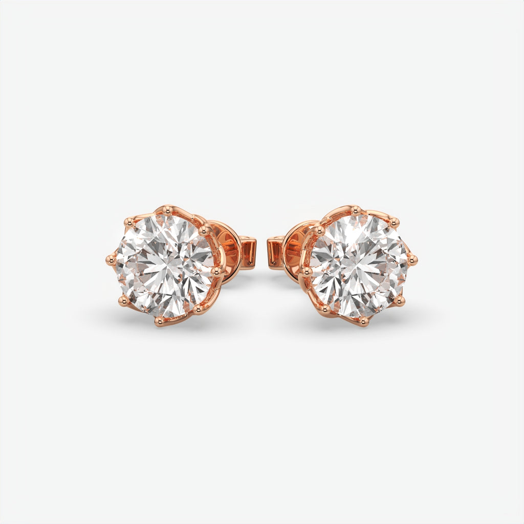 Round Moissanite Diamond Silver Stud Earrings For Men's