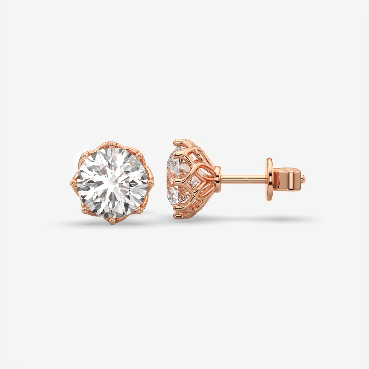 Round Moissanite Diamond Silver Stud Earrings For Men's