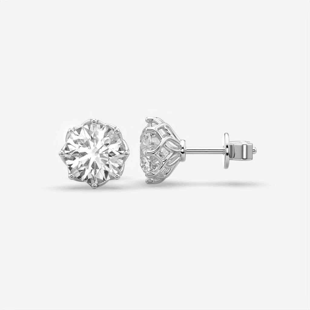 Round Moissanite Diamond Silver Stud Earrings For Men's