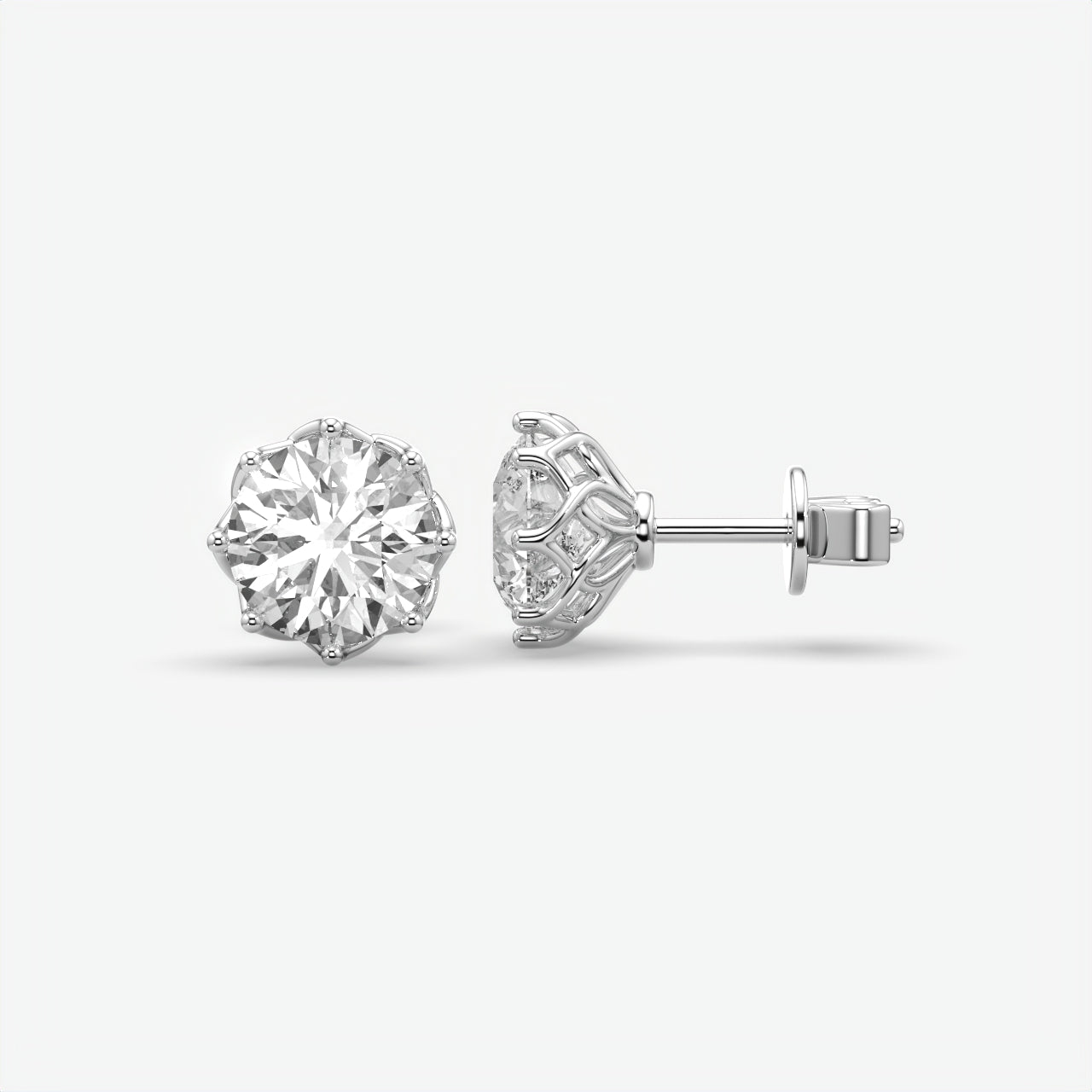 Round Moissanite Diamond Silver Stud Earrings For Men's