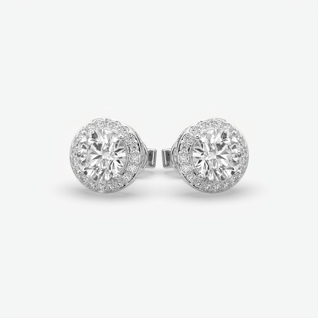Sterling Silver Moissanite Solitaire Stud Earrings For Men's