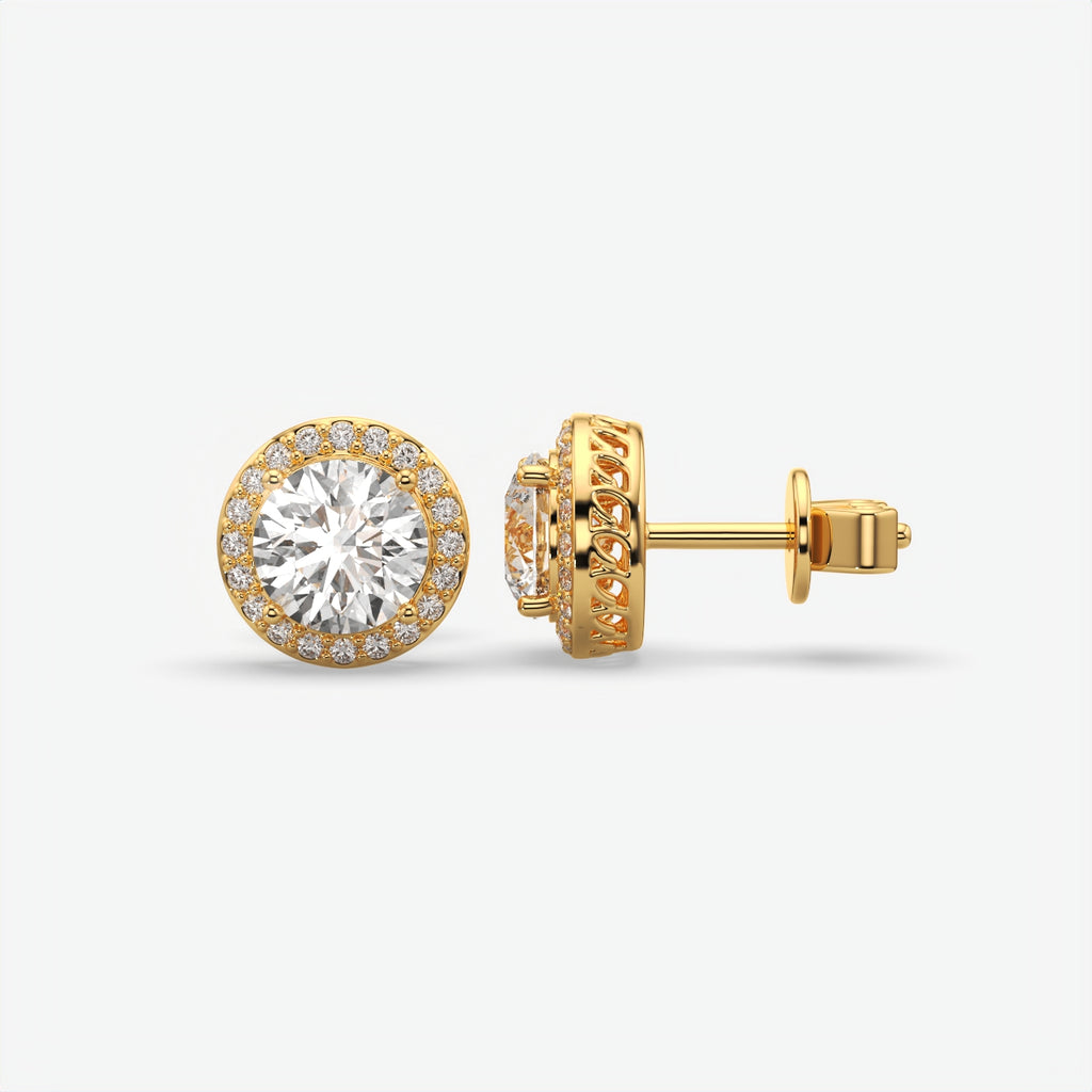 Sterling Silver Moissanite Solitaire Stud Earrings For Men's
