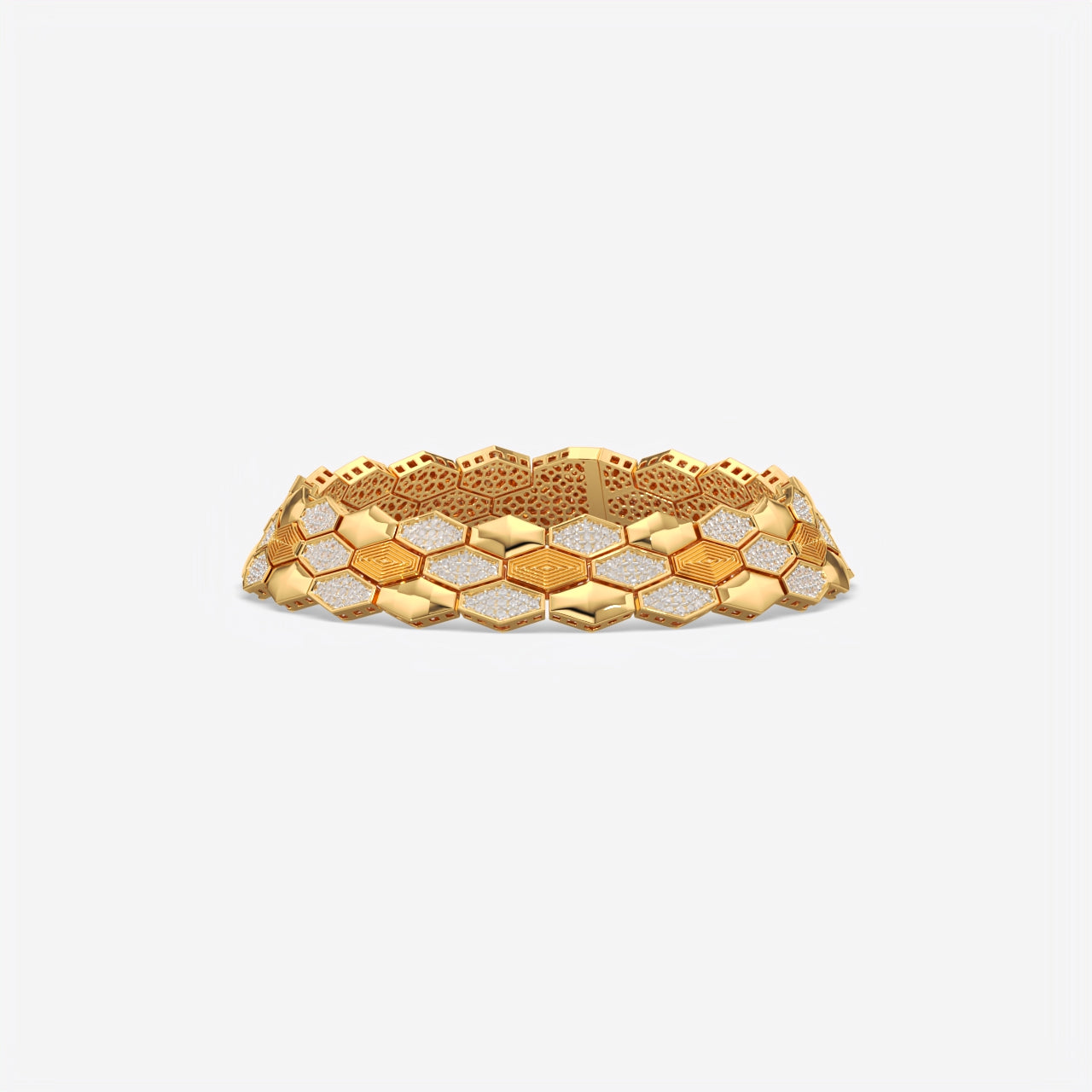 Luxury Men Honeycomb Silver Diamond Bracelet