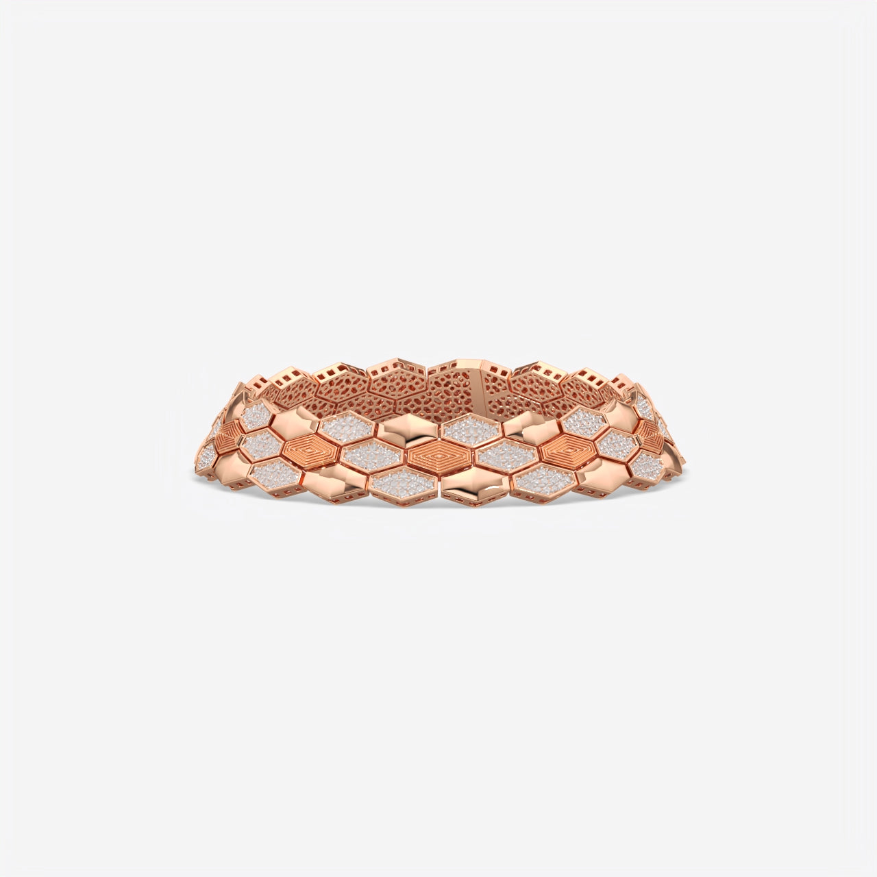 Luxury Men Honeycomb Silver Diamond Bracelet