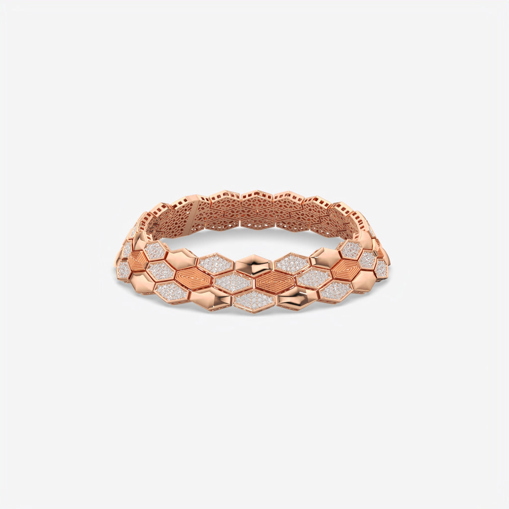 Luxury Men Honeycomb Silver Diamond Bracelet