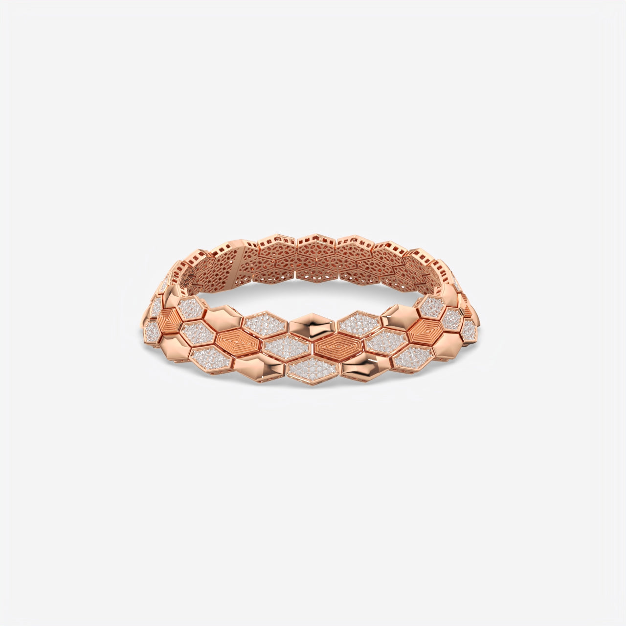 Luxury Men Honeycomb Silver Diamond Bracelet