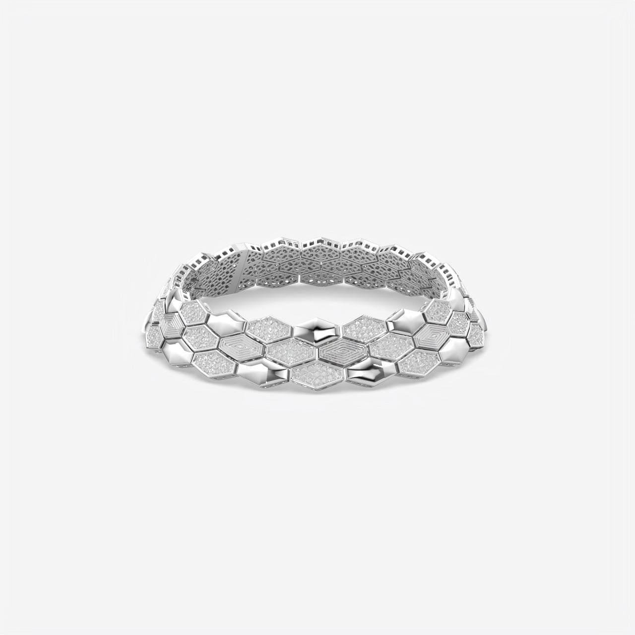 Luxury Men Honeycomb Silver Diamond Bracelet