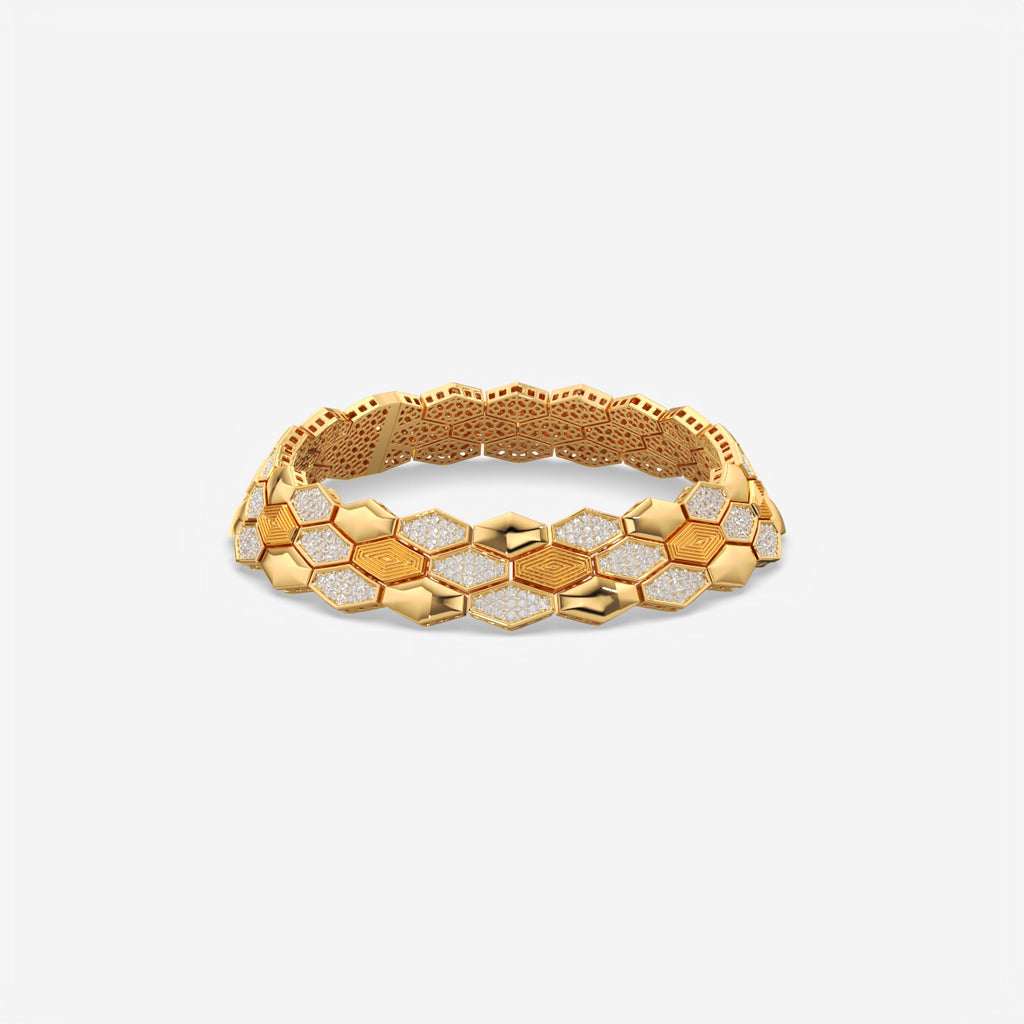Luxury Men Honeycomb Silver Diamond Bracelet
