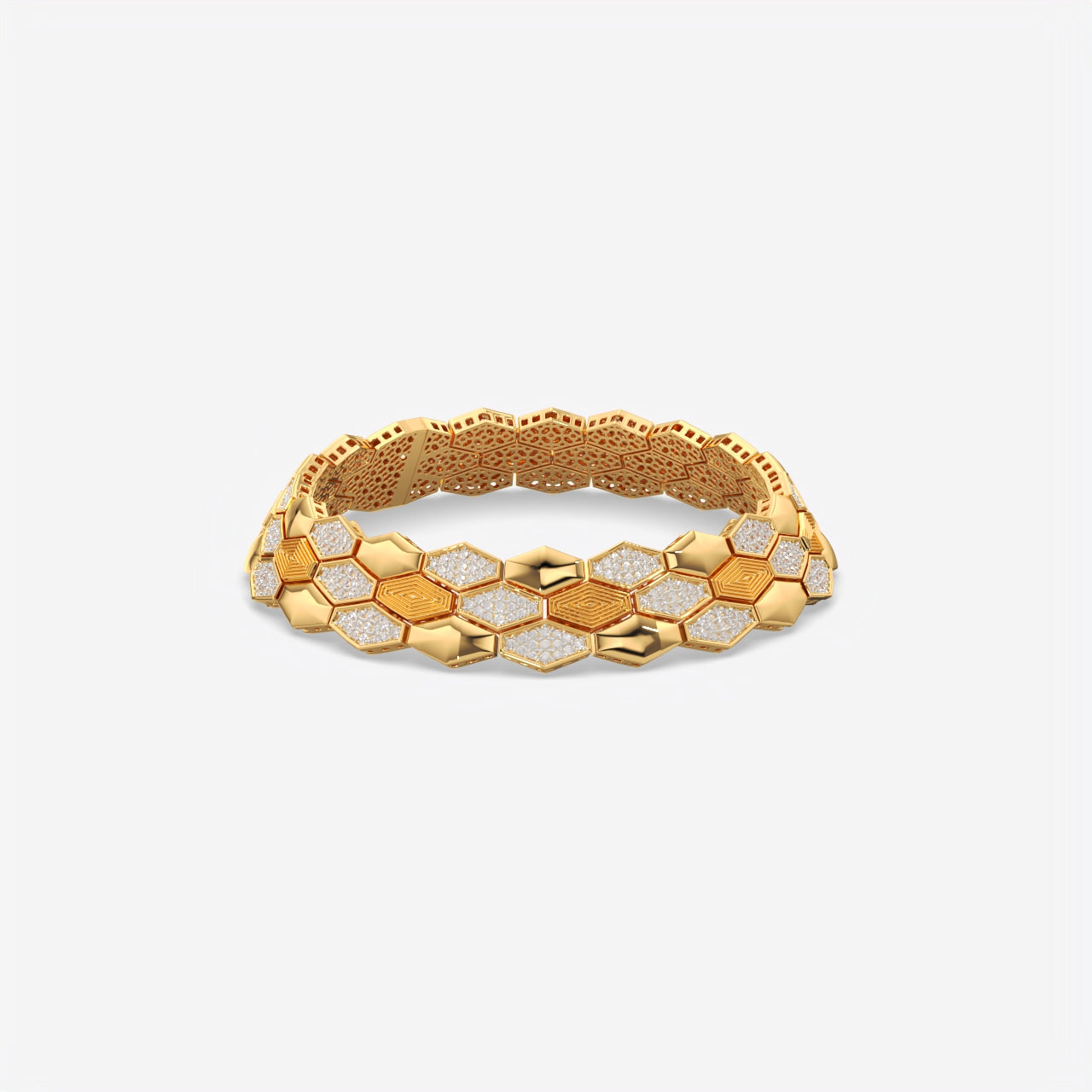 Luxury Men Honeycomb Silver Diamond Bracelet