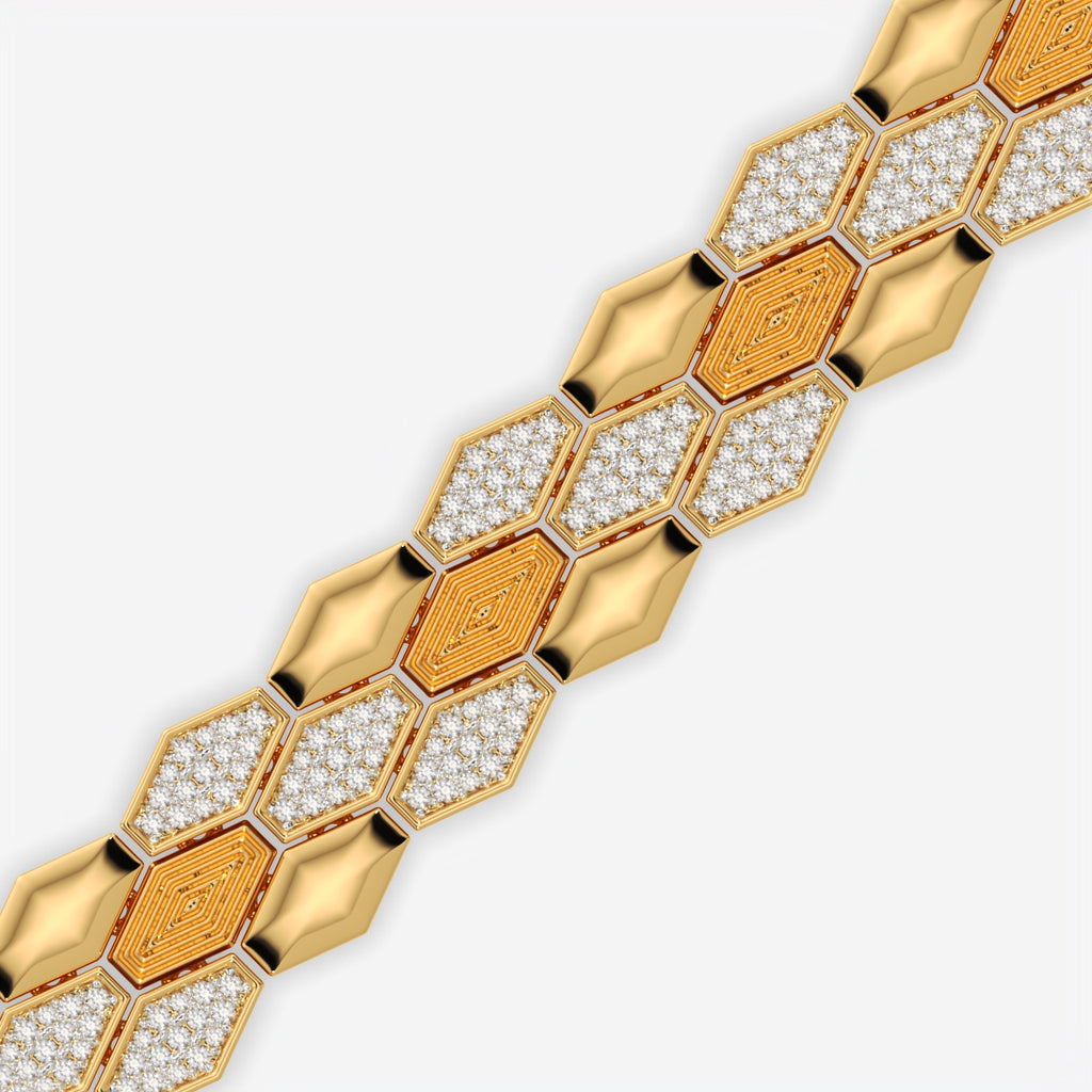 Luxury Men Honeycomb Silver Diamond Bracelet