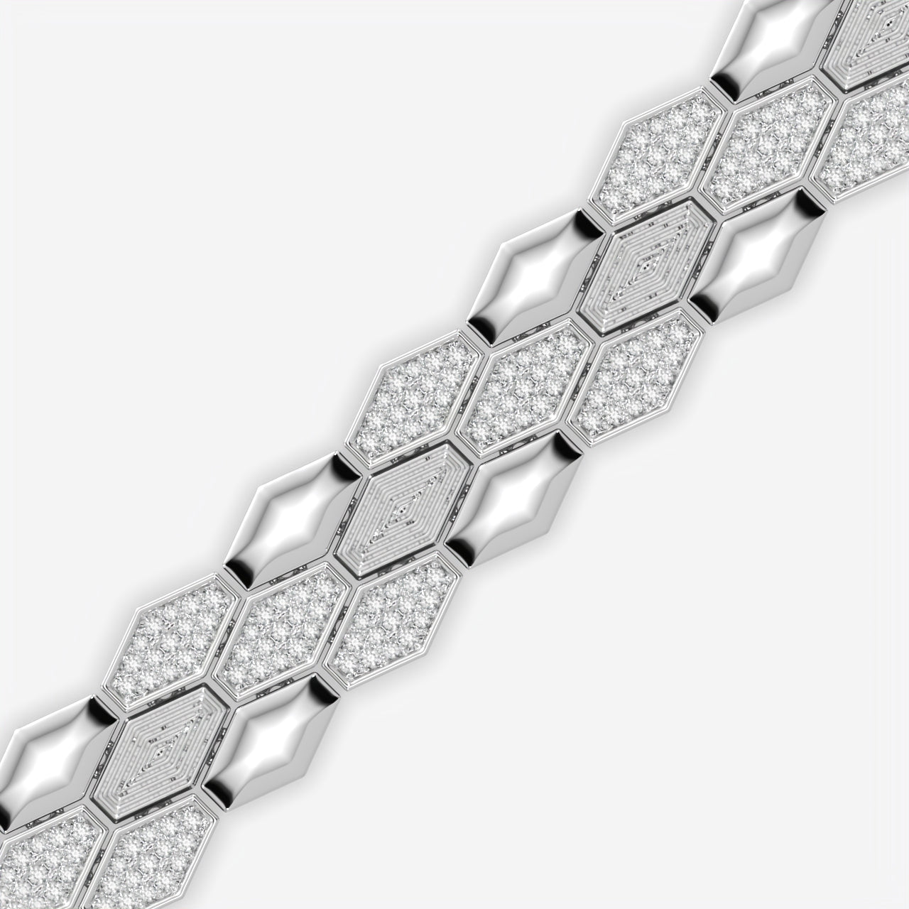 Luxury Men Honeycomb Silver Diamond Bracelet