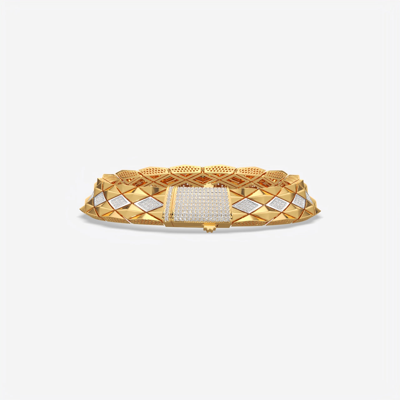 Luxury Geometric Pavé Link Silver Bracelet