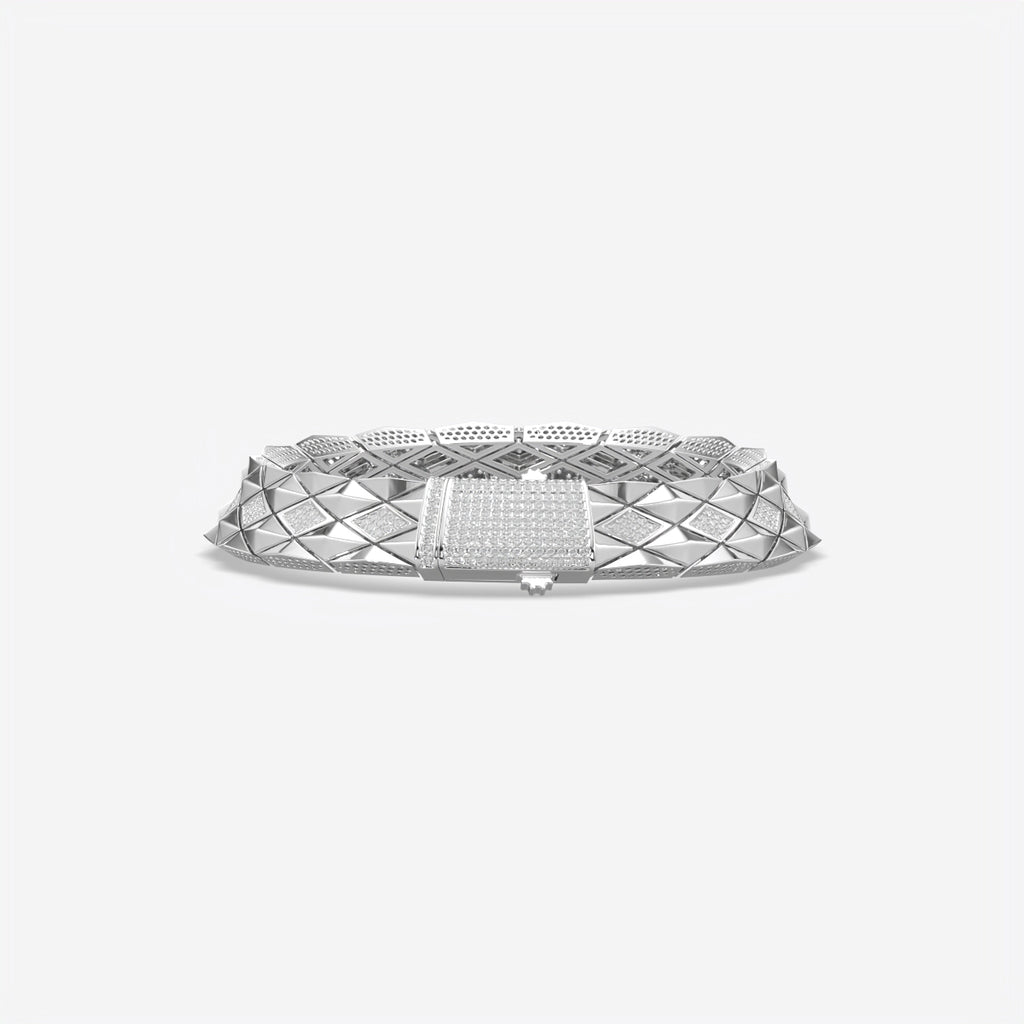 Luxury Geometric Pavé Link Silver Bracelet