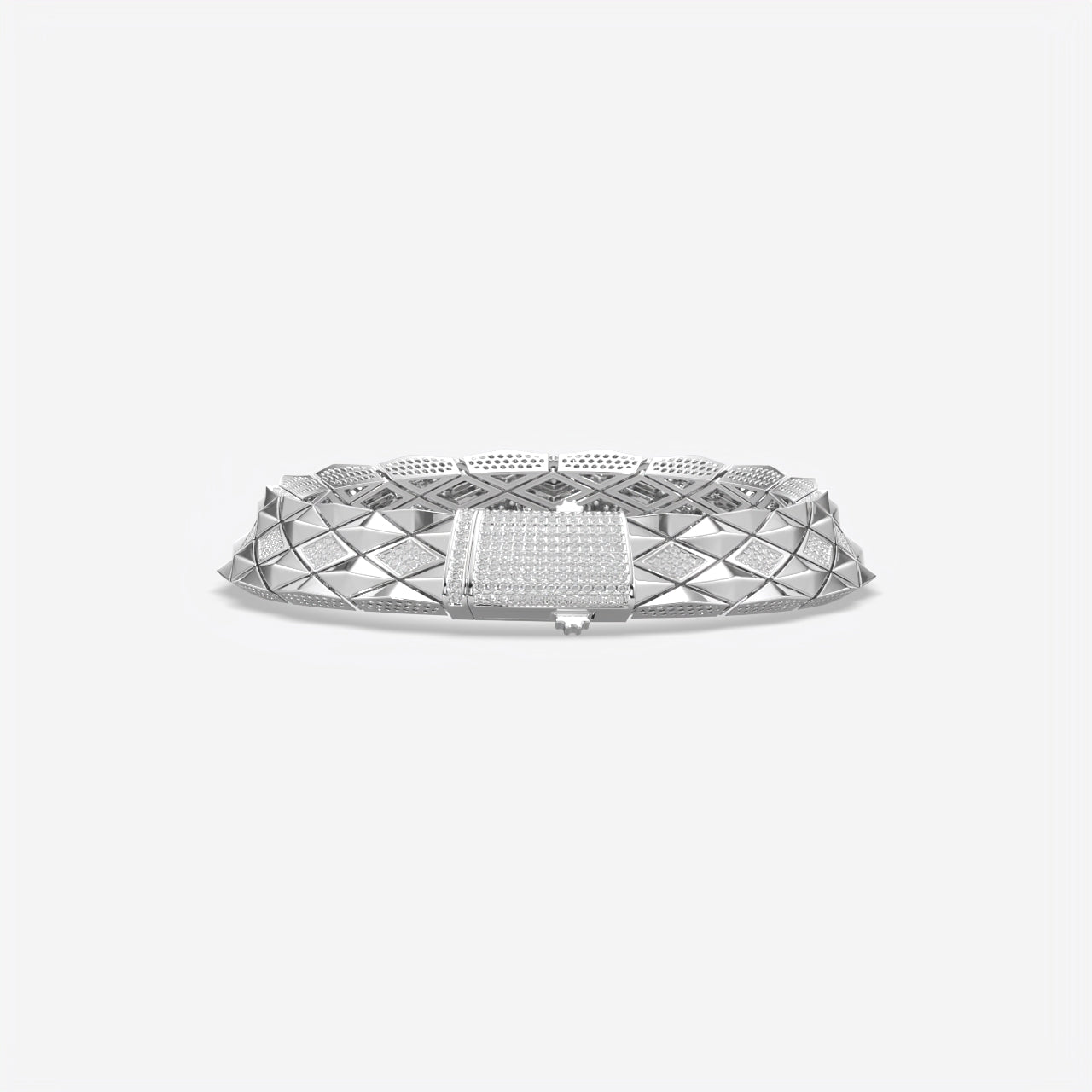 Luxury Geometric Pavé Link Silver Bracelet