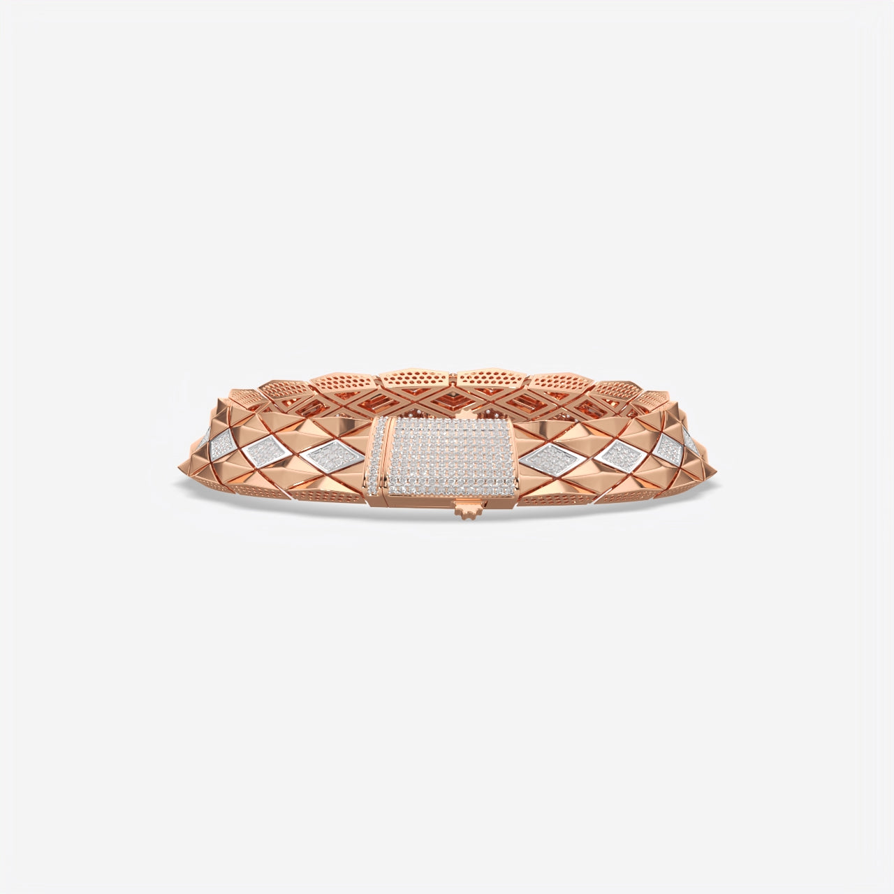 Luxury Geometric Pavé Link Silver Bracelet