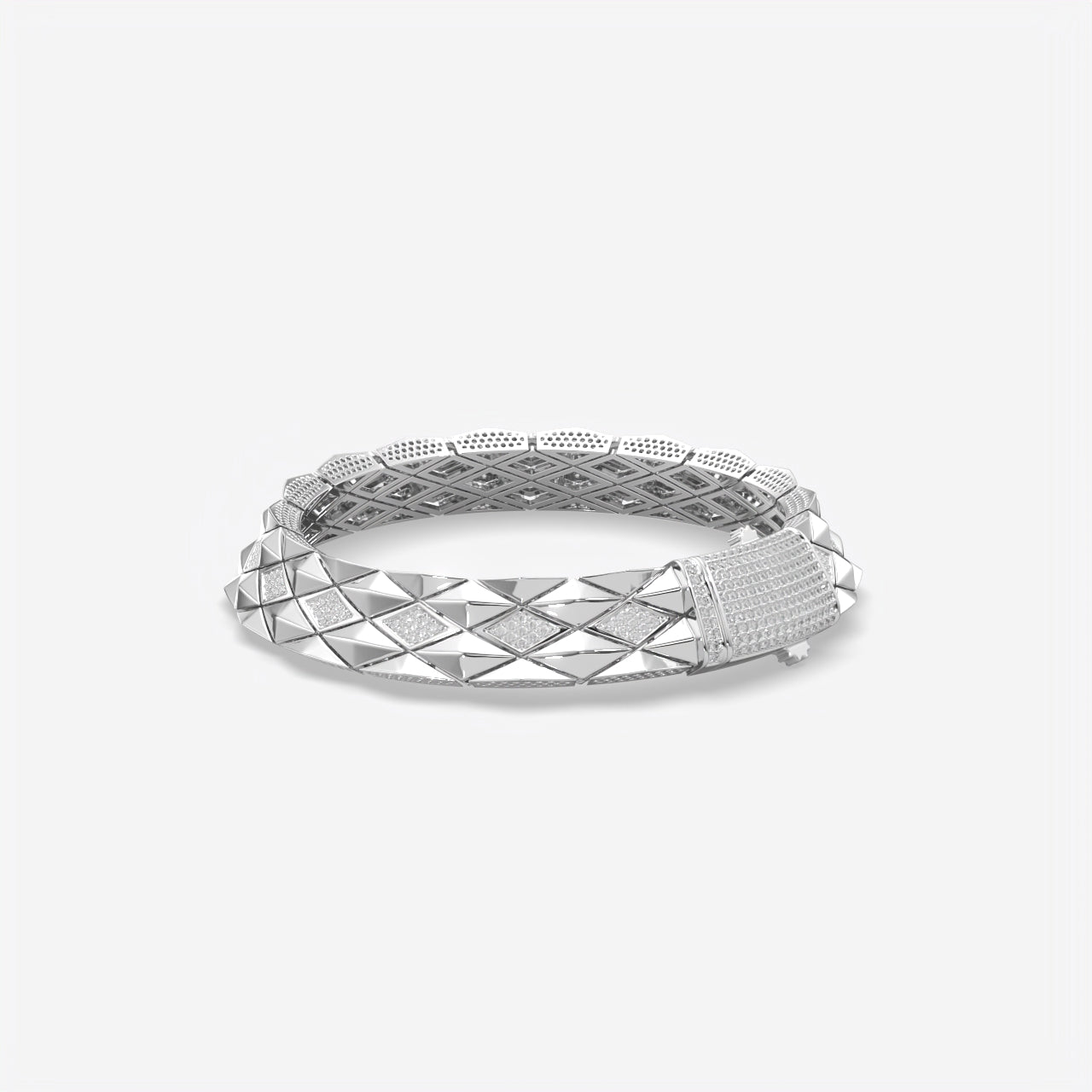 Luxury Geometric Pavé Link Silver Bracelet