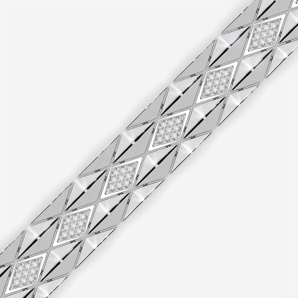 Luxury Geometric Pavé Link Silver Bracelet