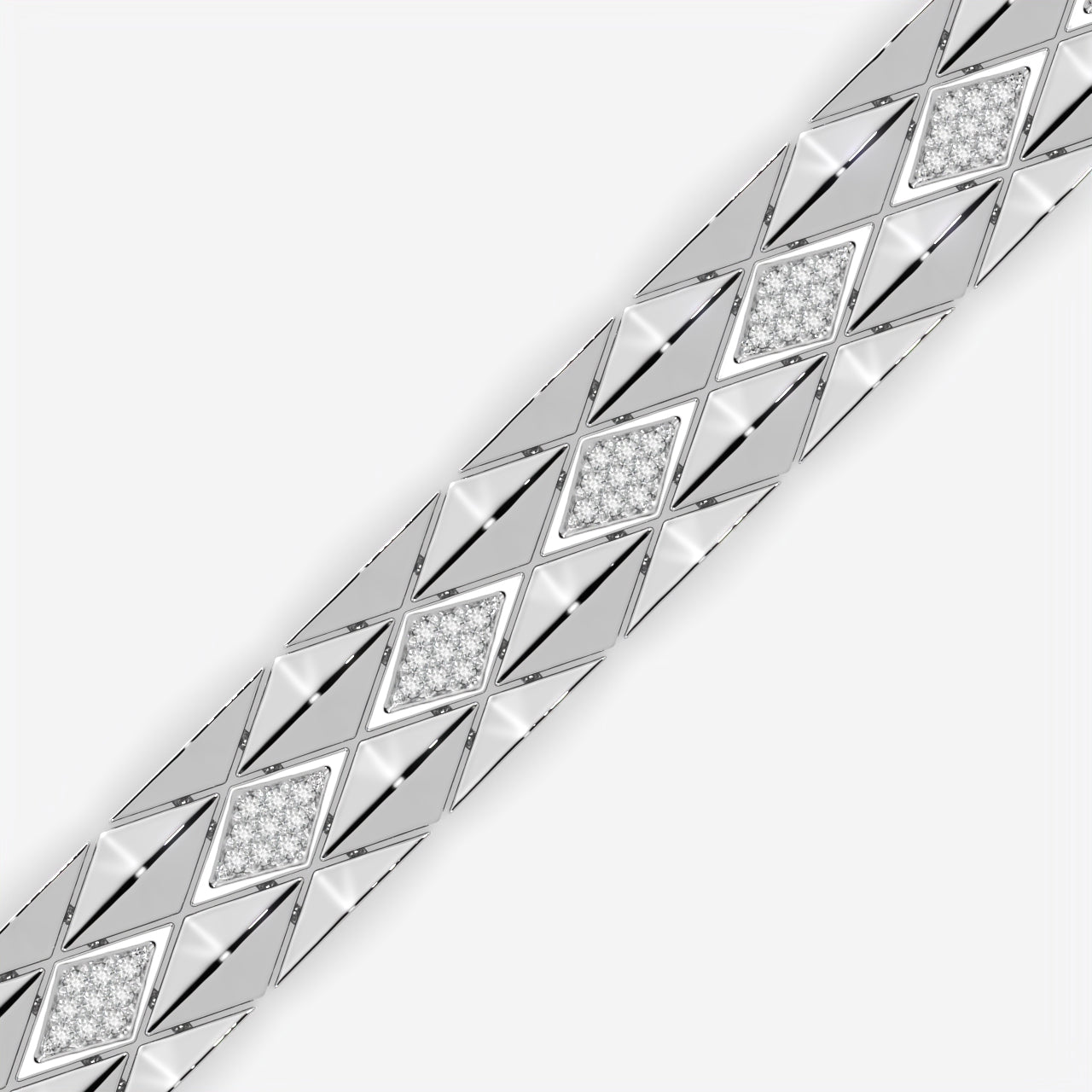 Luxury Geometric Pavé Link Silver Bracelet