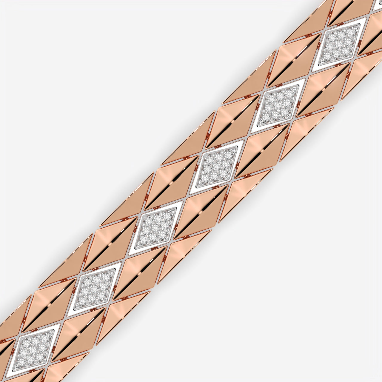Luxury Geometric Pavé Link Silver Bracelet