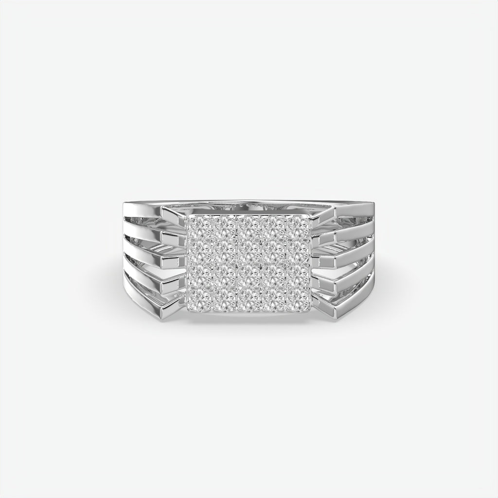 Stellar Ridge Diamond Silver Ring For Men's