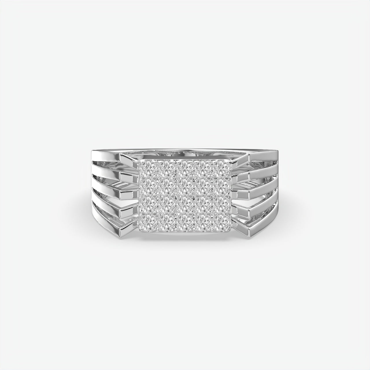 Stellar Ridge Diamond Silver Ring For Men's