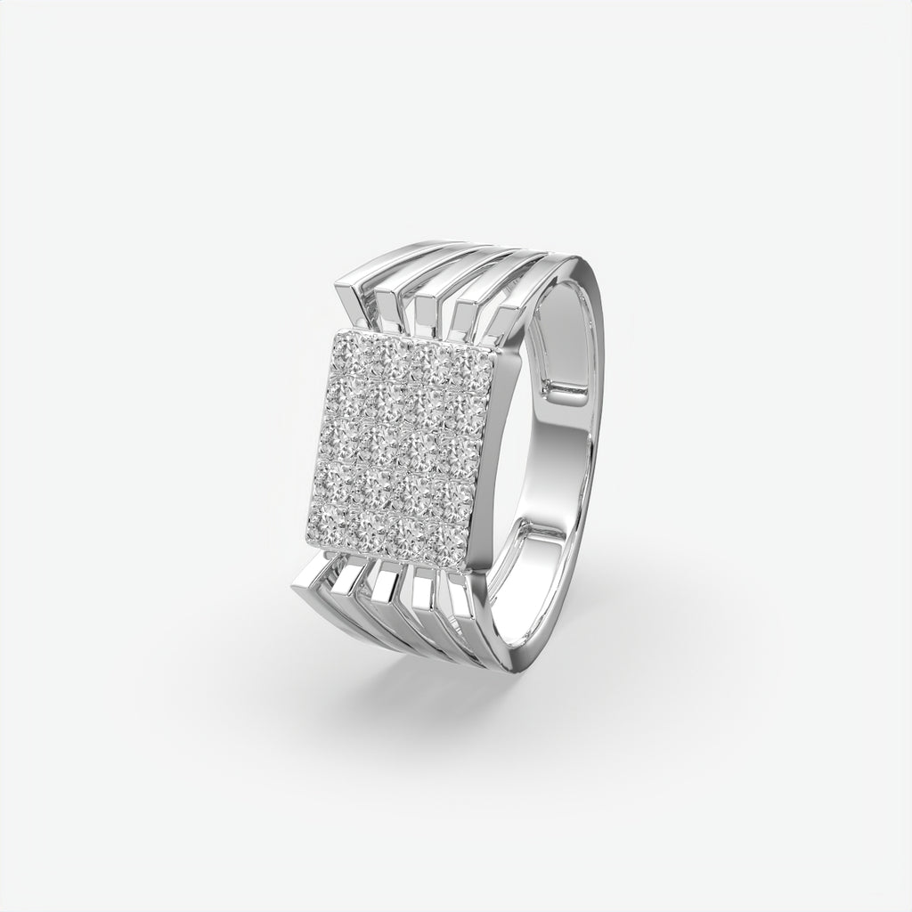 Stellar Ridge Diamond Silver Ring For Men's