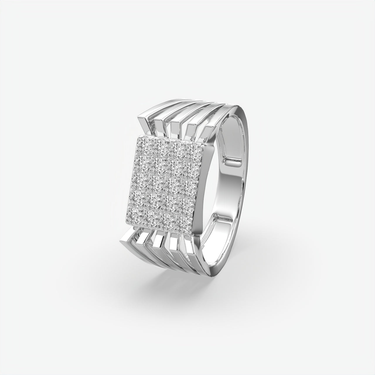 Stellar Ridge Diamond Silver Ring For Men's